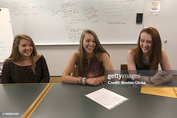 Three Apponequet Regional High School students, Mollykate Rodenbush, Michaela Arguin, and Brittany Tainsh , received a handwritten reply from Whitey...