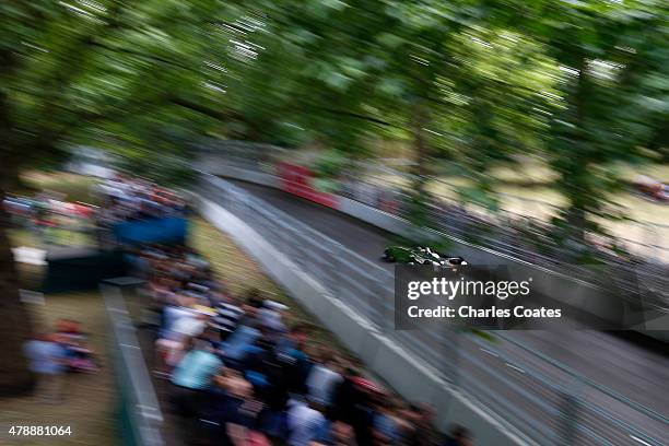 Loic Duval of France on his way to 3rd position in front of a large crowd at Battersea Park Track on June 28, 2015 in London, England.