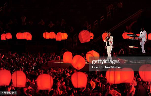 Singer John Newman performs during the Closing Ceremony for the Baku 2015 European Games at Olympic Stadium on June 28, 2015 in Baku, Azerbaijan.