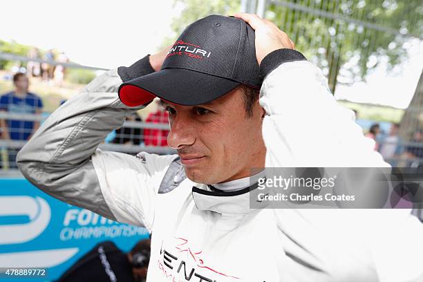 Pole position man Stephane Sarrazin of France on the grid at Battersea Park Track on June 28, 2015 in London, England.