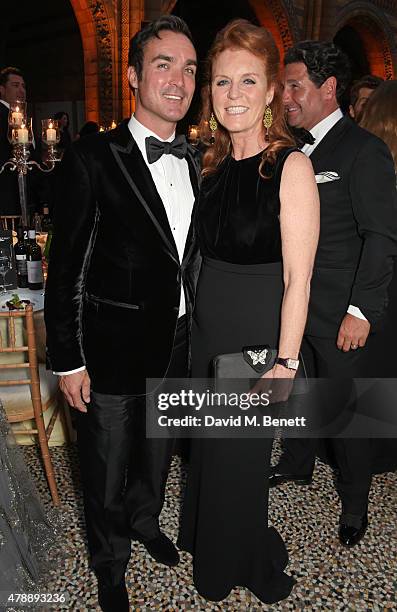 Manuel Fernandez and Sarah Ferguson, Duchess of York, attends the 2015 FIA Formula E Visa London ePrix Gala Dinner at the Natural History Museum on...