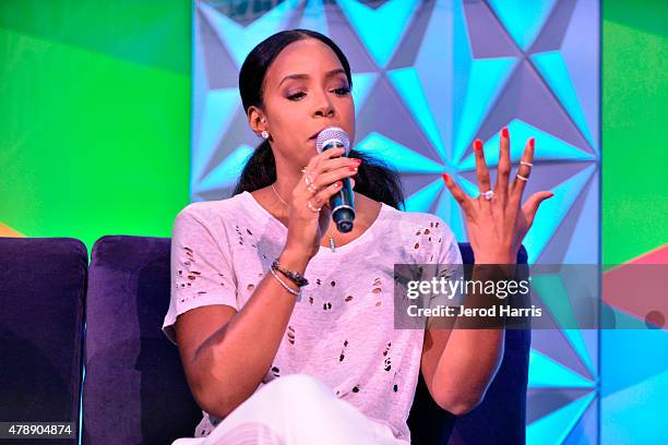 Recording artist Kelly Rowland speaks onstage during the Genius Talks presented by AT&T during the 2015 BET Experience at the Los Angeles Convention...