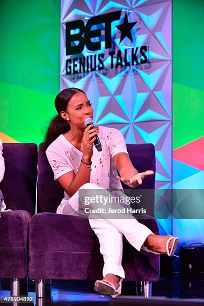 Recording artist Kelly Rowland speaks onstage during the Genius Talks presented by AT&T during the 2015 BET Experience at the Los Angeles Convention...