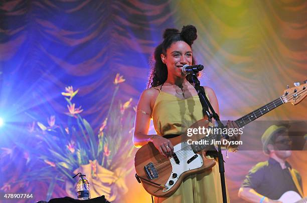 Lianne La Havas performs live on the John Peel stage during the third day of Glastonbury Festival at Worthy Farm, Pilton on June 28, 2015 in...