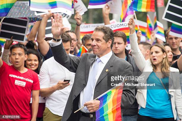 New York Governor Andrew Cuomo attends the 2015 New York City Pride march on June 28, 2015 in New York City.