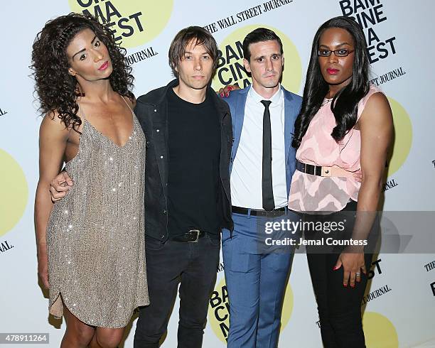 Actor Kitana Kiki Rodriguez, director Sean Baker, actor James Ransome and actor Mya Taylor attend the "Tangerine" closing night premiere at...