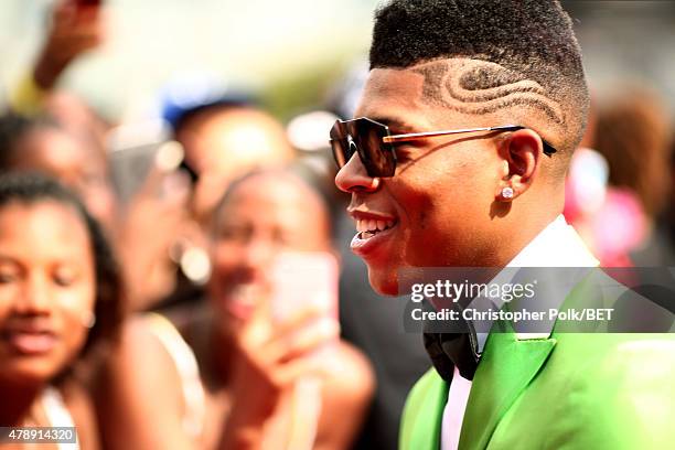 Actor Bryshere Y. Gray, hair detail, attends the BET Awards pre-show during the 2015 BET Awards at the Microsoft Theater on June 28, 2015 in Los...