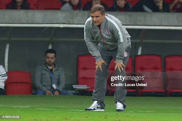 Diego Aguirre coach of Internacional during the match between Internacional and Santos as part of Brasileirao Series A 2015, at Estadio Beira-Rio on...