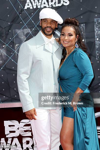 Actor Aaron D. Spears and Estela Lopez Spears attend the 2015 BET Awards at the Microsoft Theater on June 28, 2015 in Los Angeles, California.