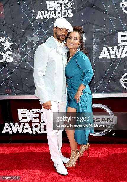 Actor Aaron D. Spears and Estela Lopez Spears attend the 2015 BET Awards at the Microsoft Theater on June 28, 2015 in Los Angeles, California.