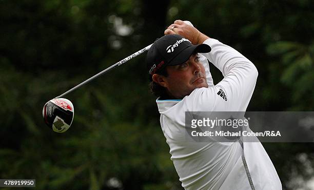 Steven Bowditch of Australia hits his drive on the 10th hole during the final round of the Travelers Championship held at TPC River Highlands on June...