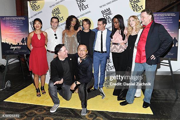 Kitana Kiki Rodriguez, Sean Baker, James Ransone and Mya Taylor with cast and crew attend the "Tangerine" closing night premiere at BAM Peter Jay...