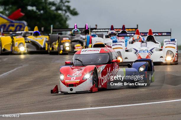 The DeltaWing prototype of Memo Rojas and Katherine Legge leads a pack of cars during the Sahlen's Six Hours of the Glen at Watkins Glen...