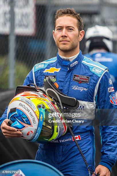 Michael Valiante is shown in the pits before the Sahlen's Six Hours of the Glen at Watkins Glen International on June 28, 2015 in Watkins Glen, New...