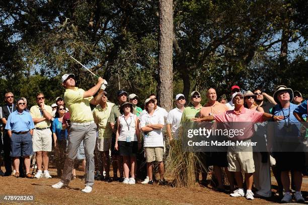 Robert Garrigus plays a shot on the 5th hole during the third round of the Valspar Championship at Innisbrook Resort and Golf Club on March 15, 2014...