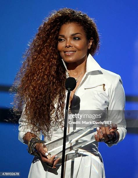Honoree Janet Jackson accepts the Ultimate Icon Award onstage during the 2015 BET Awards at the Microsoft Theater on June 28, 2015 in Los Angeles,...