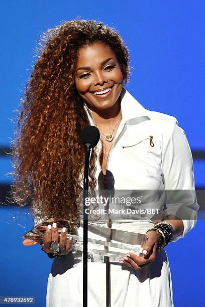 Honoree Janet Jackson accepts the Ultimate Icon Award onstage during the 2015 BET Awards at the Microsoft Theater on June 28, 2015 in Los Angeles,...