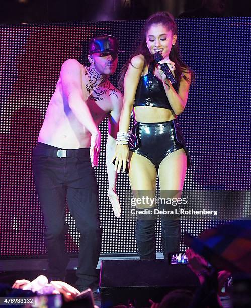 Singer Ariana Grande performs at the 27th annual NYC Pride: Dance On The Pier at Pier 26 on June 28, 2015 in New York City.