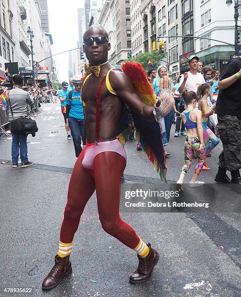 General view of the atmosphere during the 2015 New York City Pride Parade on June 28, 2015 in New York City.