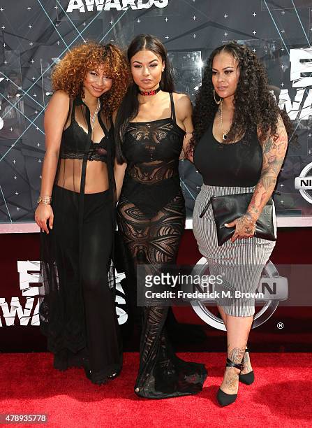 Crystal WestBrooks, India Love Westbrooks and Morgan Westbrooks attend the 2015 BET Awards at the Microsoft Theater on June 28, 2015 in Los Angeles,...