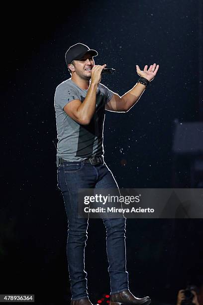 Musician Luke Bryan performs during the 2015 FarmBorough Festival at Randall's Island on June 28, 2015 in New York City.