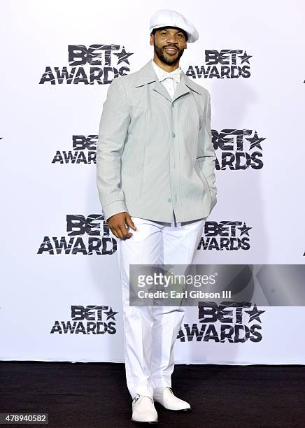 Actor Aaron D. Spears poses in the press room during the 2015 BET Awards at the Microsoft Theater on June 28, 2015 in Los Angeles, California.