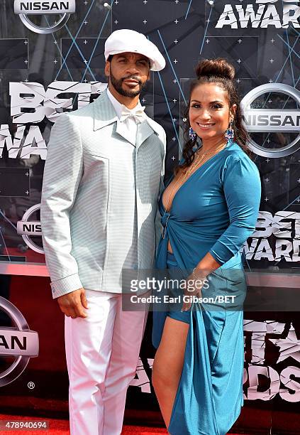 Actor Aaron D. Spears and Estela Lopez Spears attend the 2015 BET Awards at the Microsoft Theater on June 28, 2015 in Los Angeles, California.