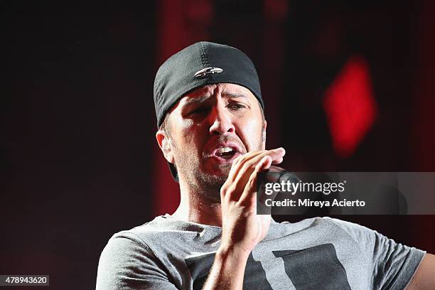 Musician Luke Bryan performs during the 2015 FarmBorough Festival at Randall's Island on June 28, 2015 in New York City.