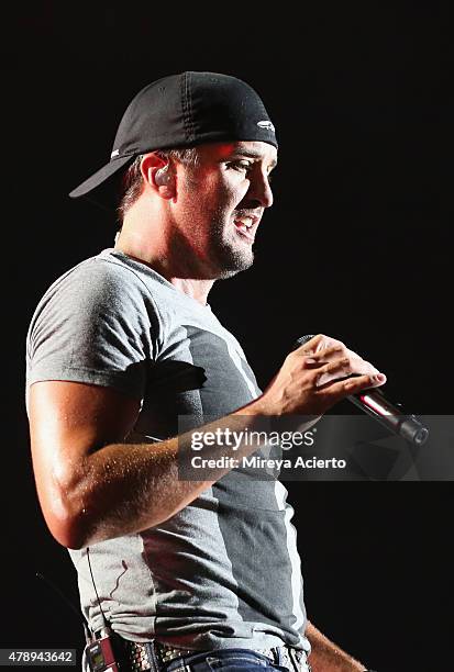 Musician Luke Bryan performs during the 2015 FarmBorough Festival at Randall's Island on June 28, 2015 in New York City.