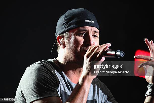 Musician Luke Bryan performs during the 2015 FarmBorough Festival at Randall's Island on June 28, 2015 in New York City.