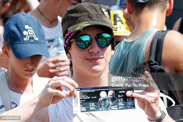 Fans shows the ticket concert Vasco Rossi "Live Kom 2015". Vasco Rossi, also known as Vasco or with the nickname Il Blasco, is an Italian...