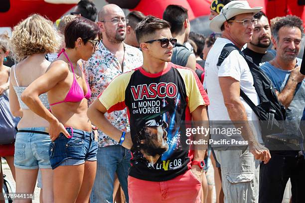 Some fans waiting to enter the Olympic Stadium for the concert of their favorite singer Vasco Rossi. Vasco Rossi, also known as Vasco or with the...