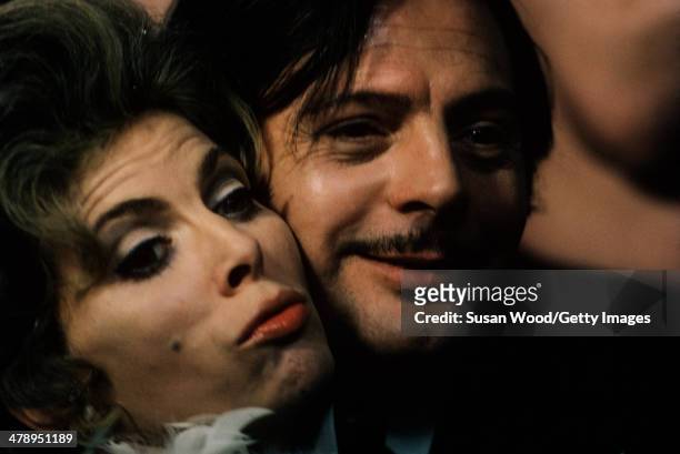 Close-up of British actress Billie Whitelaw and Italian actor Marcello Mastroianni on the set of 'Leo the Last' , England, 1970.