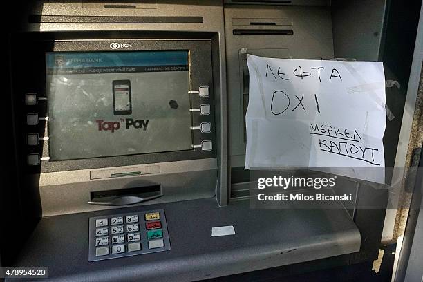 General view of an ATM after Greece closed its banks on June 29, 2015 in Athens, Greece. Greece closed its banks and imposed capital controls on...