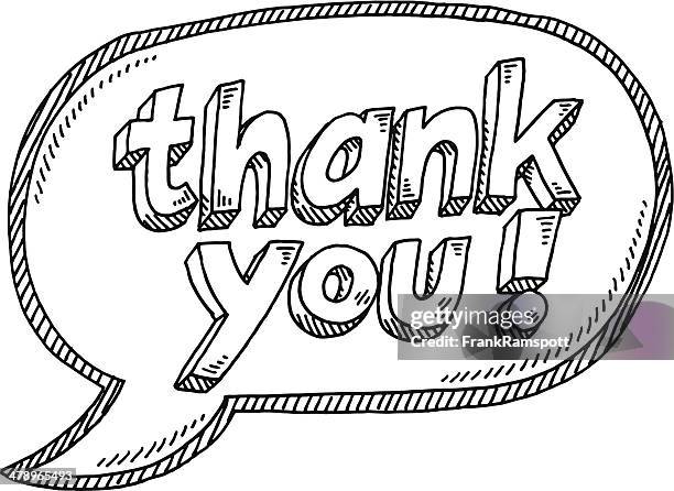 vielen dank! sprechblase-zeichnung - thank-you-englischer-satz stock-grafiken, -clipart, -cartoons und -symbole