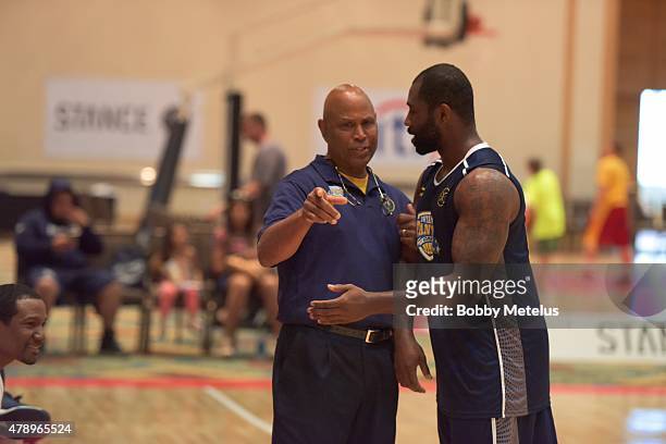 Hollywood, FL Mike Jarvis and Darrelle Revis of the New York Jets seen at Dwyane Wade Fantasy Camp at Diplomat Resorts on June 27, 2015 in Hollywood,...