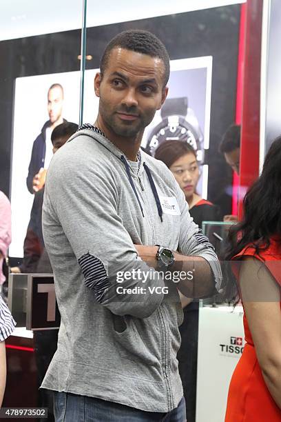 Star Tony Parker of the San Antonio Spurs attends Tissot new store opening ceremony on June 29, 2015 in Shanghai, China.