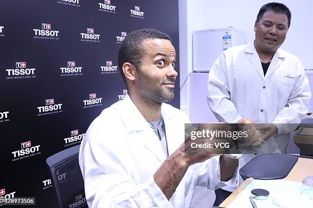 Star Tony Parker of the San Antonio Spurs attends Tissot new store opening ceremony on June 29, 2015 in Shanghai, China.