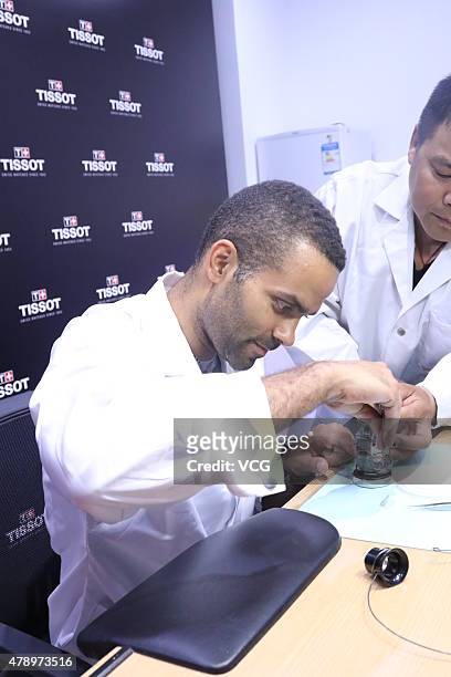 Star Tony Parker of the San Antonio Spurs attends Tissot new store opening ceremony on June 29, 2015 in Shanghai, China.