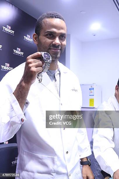 Star Tony Parker of the San Antonio Spurs attends Tissot new store opening ceremony on June 29, 2015 in Shanghai, China.