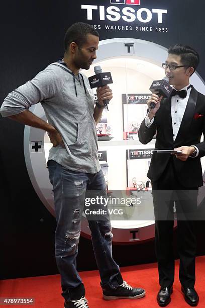 Star Tony Parker of the San Antonio Spurs attends Tissot new store opening ceremony on June 29, 2015 in Shanghai, China.