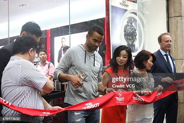 Star Tony Parker of the San Antonio Spurs attends Tissot new store opening ceremony on June 29, 2015 in Shanghai, China.