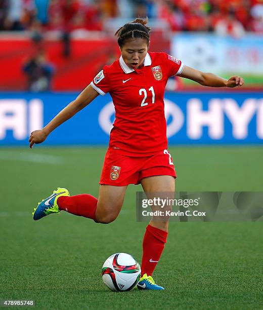 Wang Lisi of China PR against New Zealand during the FIFA Women's World Cup Canada 2015 Group A match between China PR and New Zealand at Winnipeg...