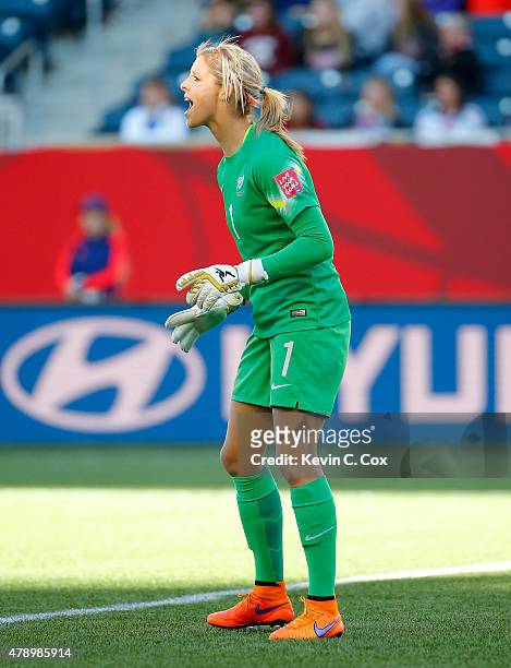 Goalkeeper Erin Nayler of New Zealand in action against China PR during the FIFA Women's World Cup Canada 2015 Group A match between China PR and New...