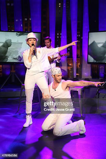 Josh Wolf hosts singer-songwriter Jewel on "The Josh Wolf Show" June 24, 2015 in Los Angeles, California. The show airs June 25 on CMT.