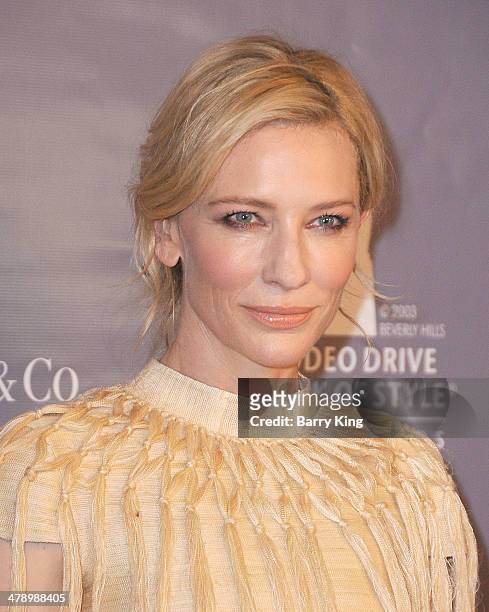 Actress Cate Blanchett attends the Rodeo Drive Walk of Style awards ceremony on February 28, 2014 at Greystone Mansion in Beverly Hills, California.