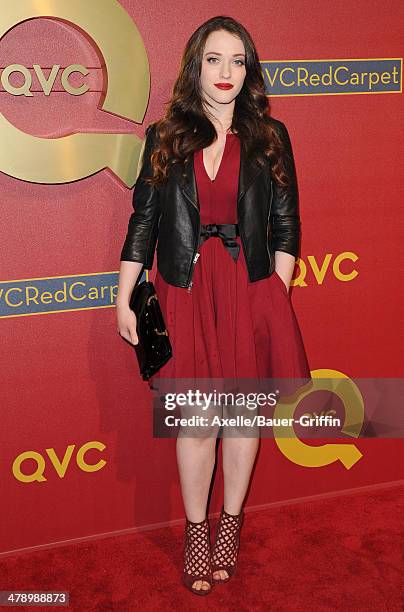 Actress Kat Dennings arrives at the QVC 5th Annual Red Carpet Style event at The Four Seasons Hotel on February 28, 2014 in Beverly Hills, California.