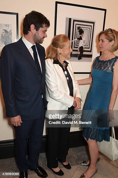 Luca Dotti, Doris Brynner, best friend of Audrey Hepburn, and Darcey Bussell attend a private view of new exhibition "Audrey Hepburn: Portraits Of An...