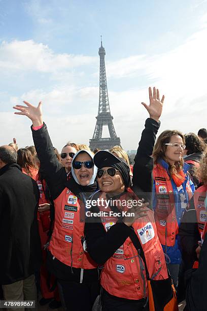 General view of atmosphere during the 24th Rallye Aicha Des Gazelles 2014' : Departure At bassin du Trocadero on March 15, 2014 in Paris, France.