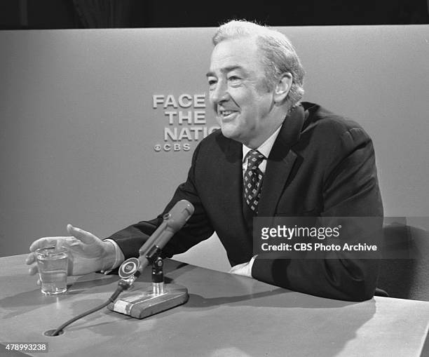 Former U.S. Senator Eugene McCarthy appears on the CBS television news program "FACE THE NATION" on January 16 in Washington, DC.